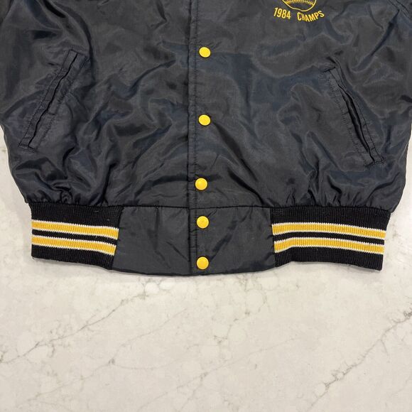 West Wind Large Vintage Nylon Stripe Collar Snap Bomber Jacket 80s Champs USA - Picture 6 of 14